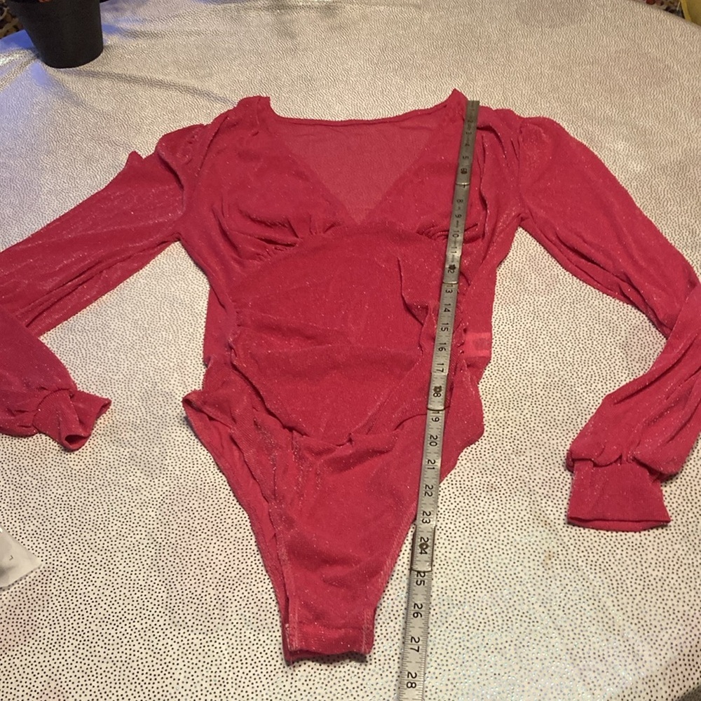 SHEIN Slayr Deep V-Neck Lantern Sleeve Bodysuit size S new without tag - Picture 14 of 16